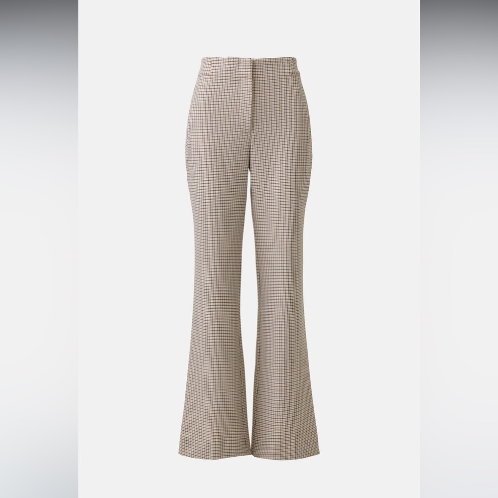 Derek Lam Beige Houndstooth Flare Pants